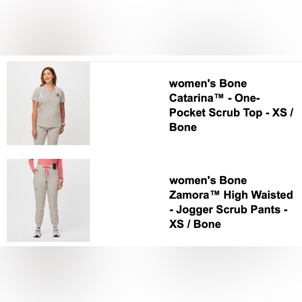 Figs bone catarina top in XS and bone HIGH WAISTED zamora 2.0 joggers in XS